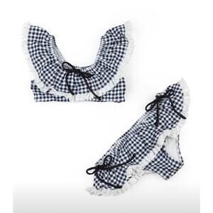 Wildling Well Dressed Wolf Bikini Set Black Gingham Swim Size 6 NWT